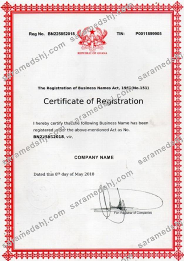 Ghana Certificate of Registration